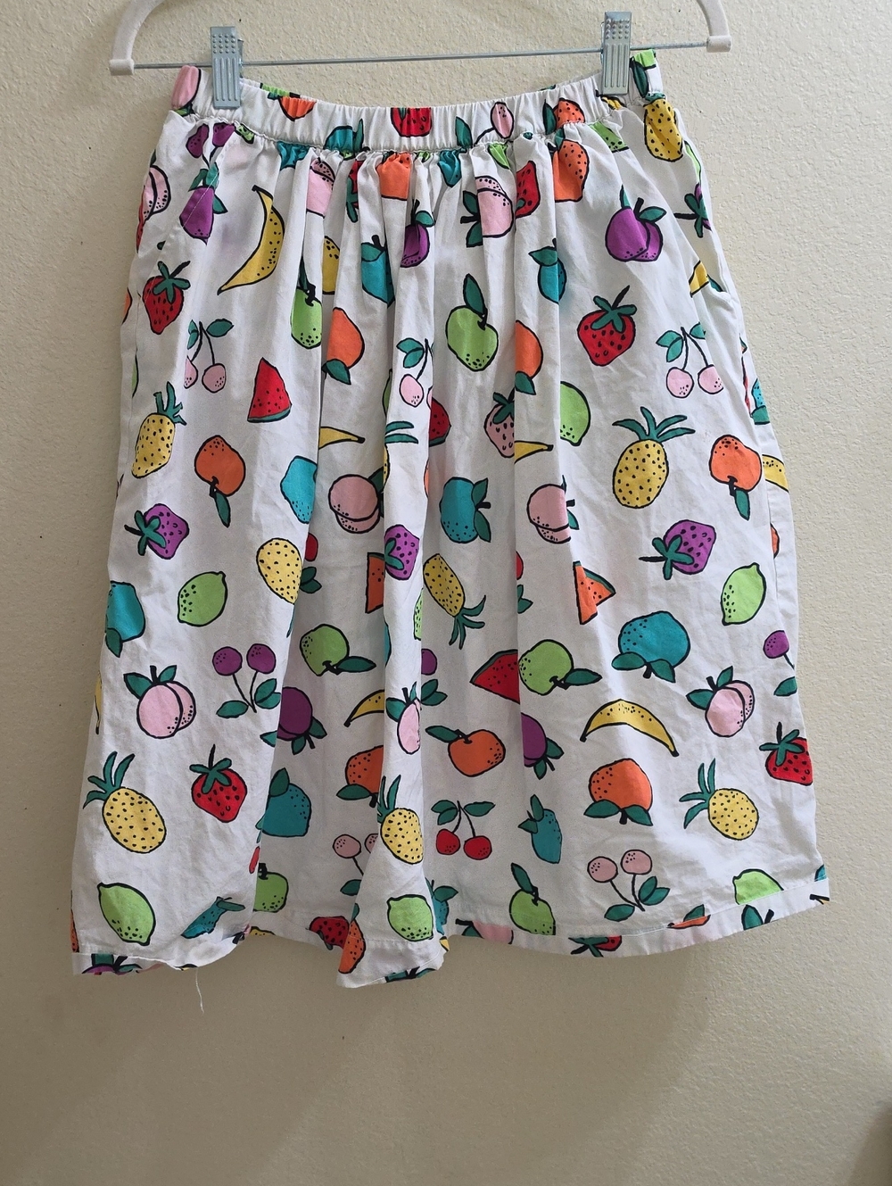 Hanna Andersson White Cotton Skirt with Multicolor Fruit Print, Girl's Large